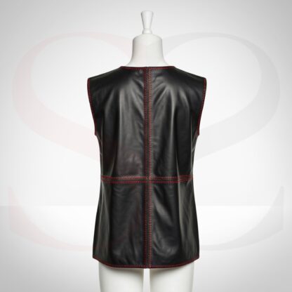 Iconic Style Sleeveless Tank Top Blouse With Red Stitch