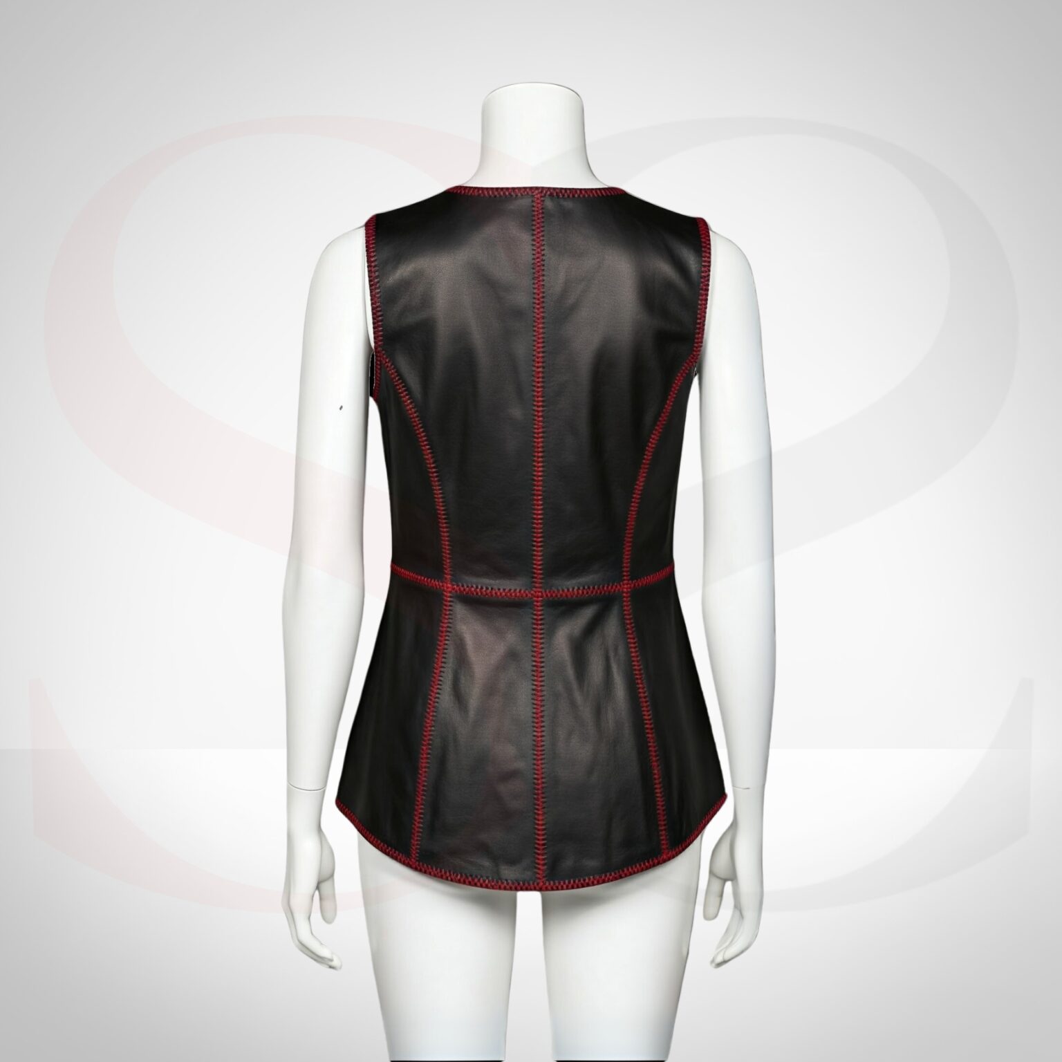 Sleek Design Tank Top Blouse Featuring Red Stitch