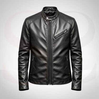 Matte Black Finish winter leather jacket women's