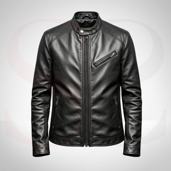 Matte Black Finish winter leather jacket women's