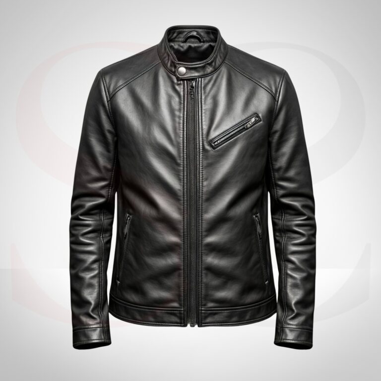 Matte Black Finish winter leather jacket women's
