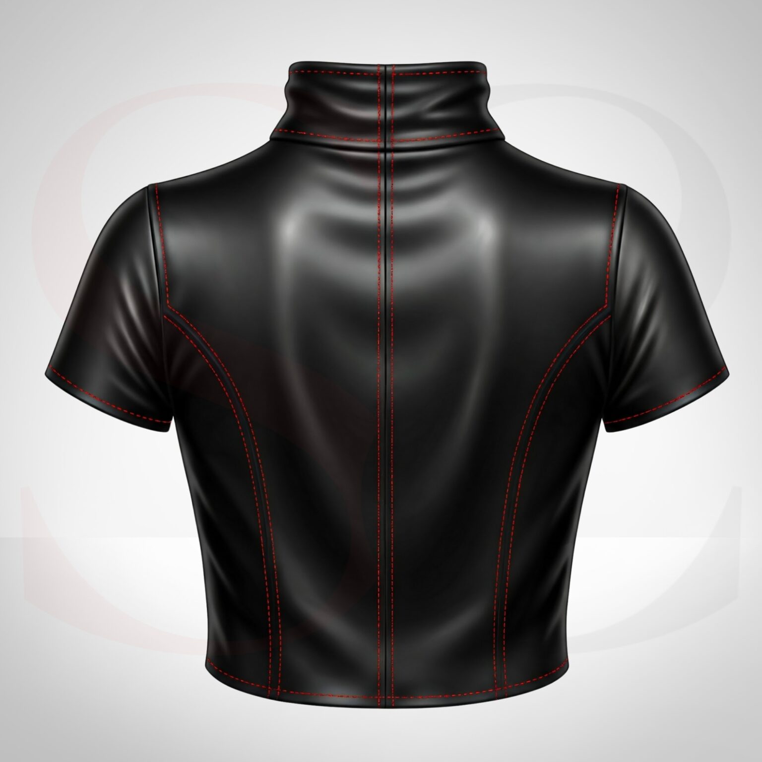 Matte Finish TurtleNeck Crop Tube Top With Red Stitch