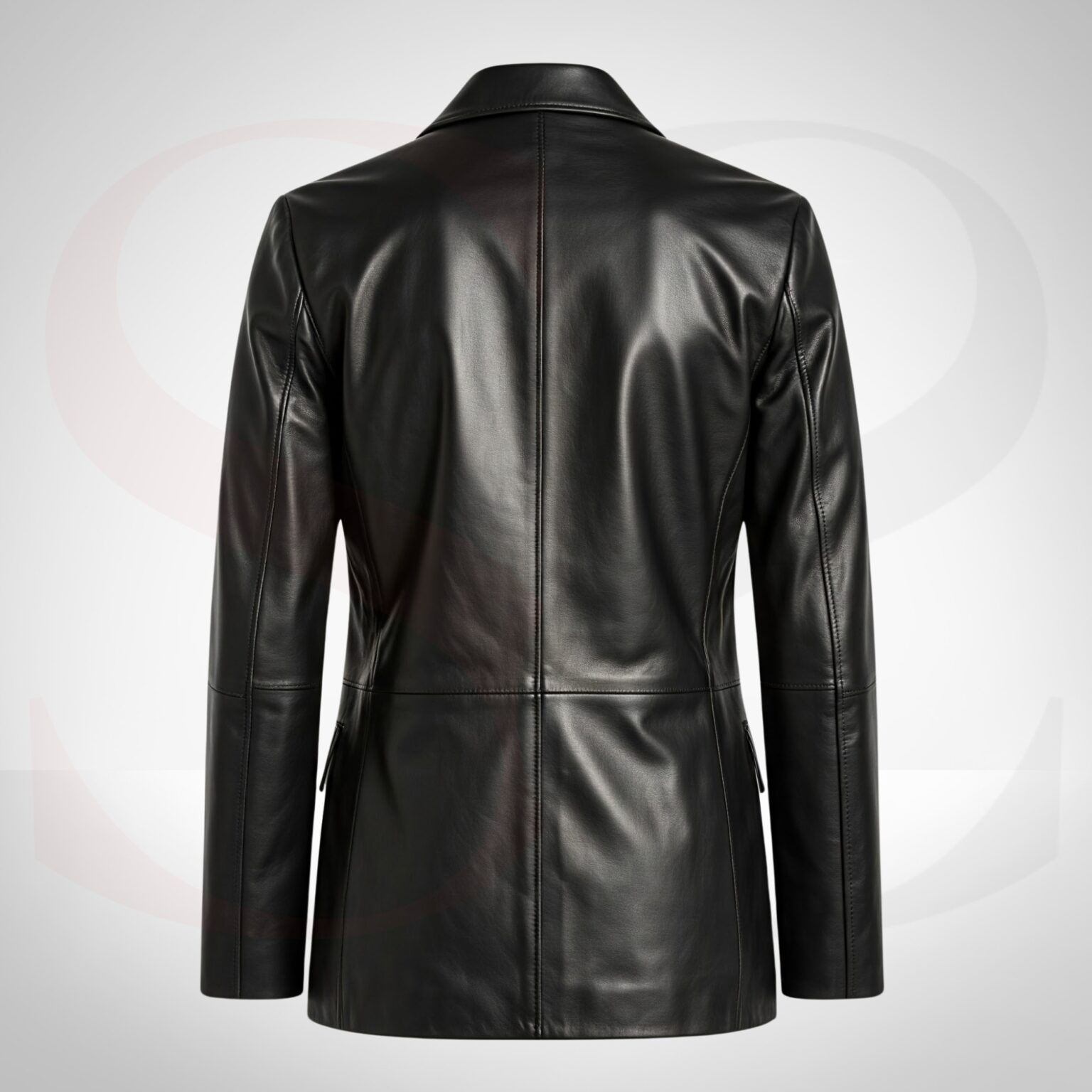 Slim-Fit Design Ladies Leather Long Coat
