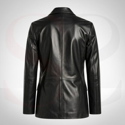 Slim-Fit Design Ladies Leather Long Coat
