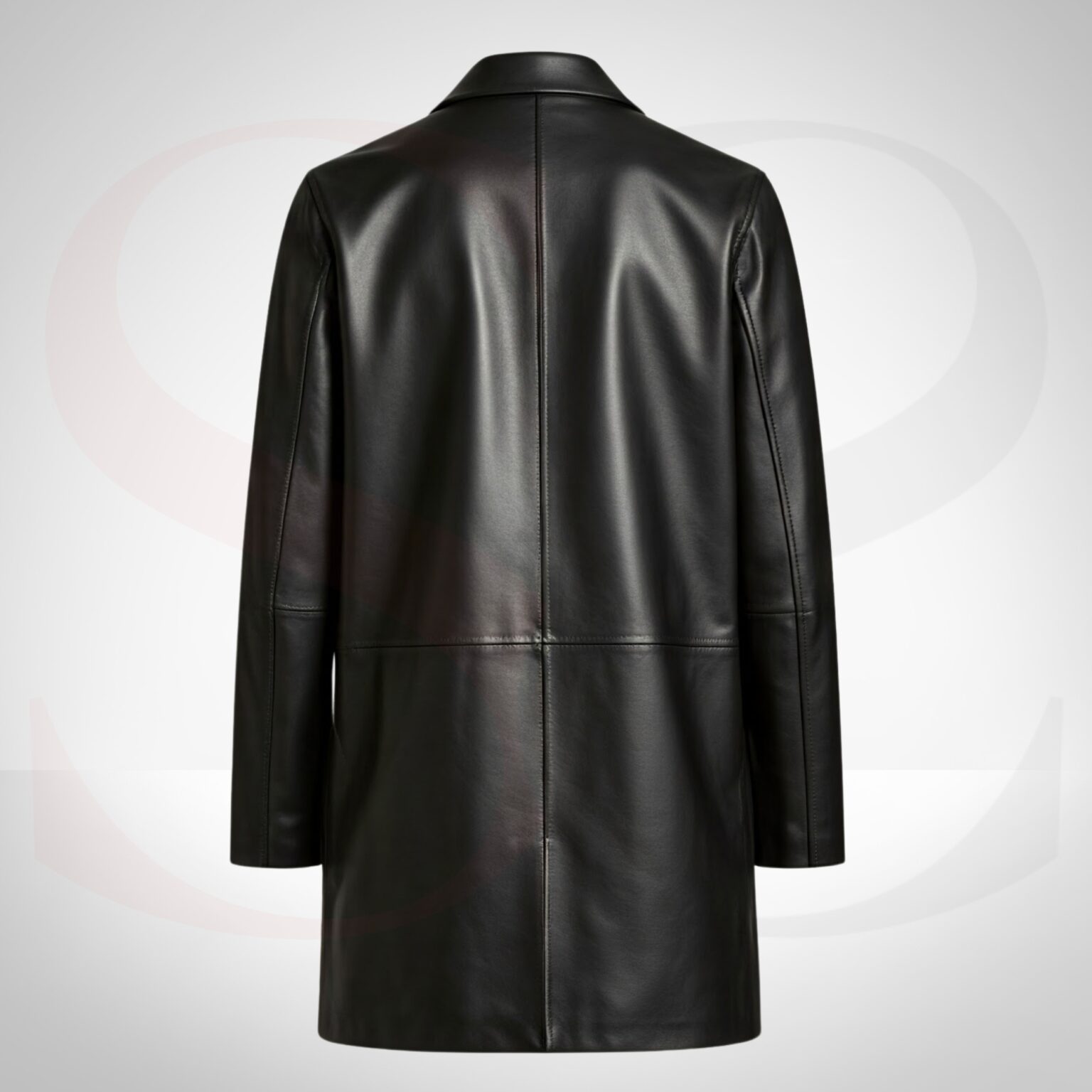 Chic Outerwear Ladies Leather Long Coat