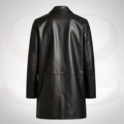 Chic Outerwear Ladies Leather Long Coat