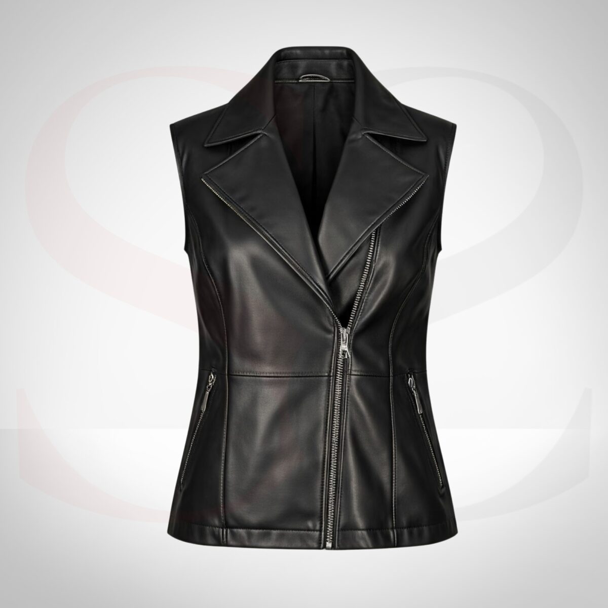 High-Fashion Design Black Leather Vest
