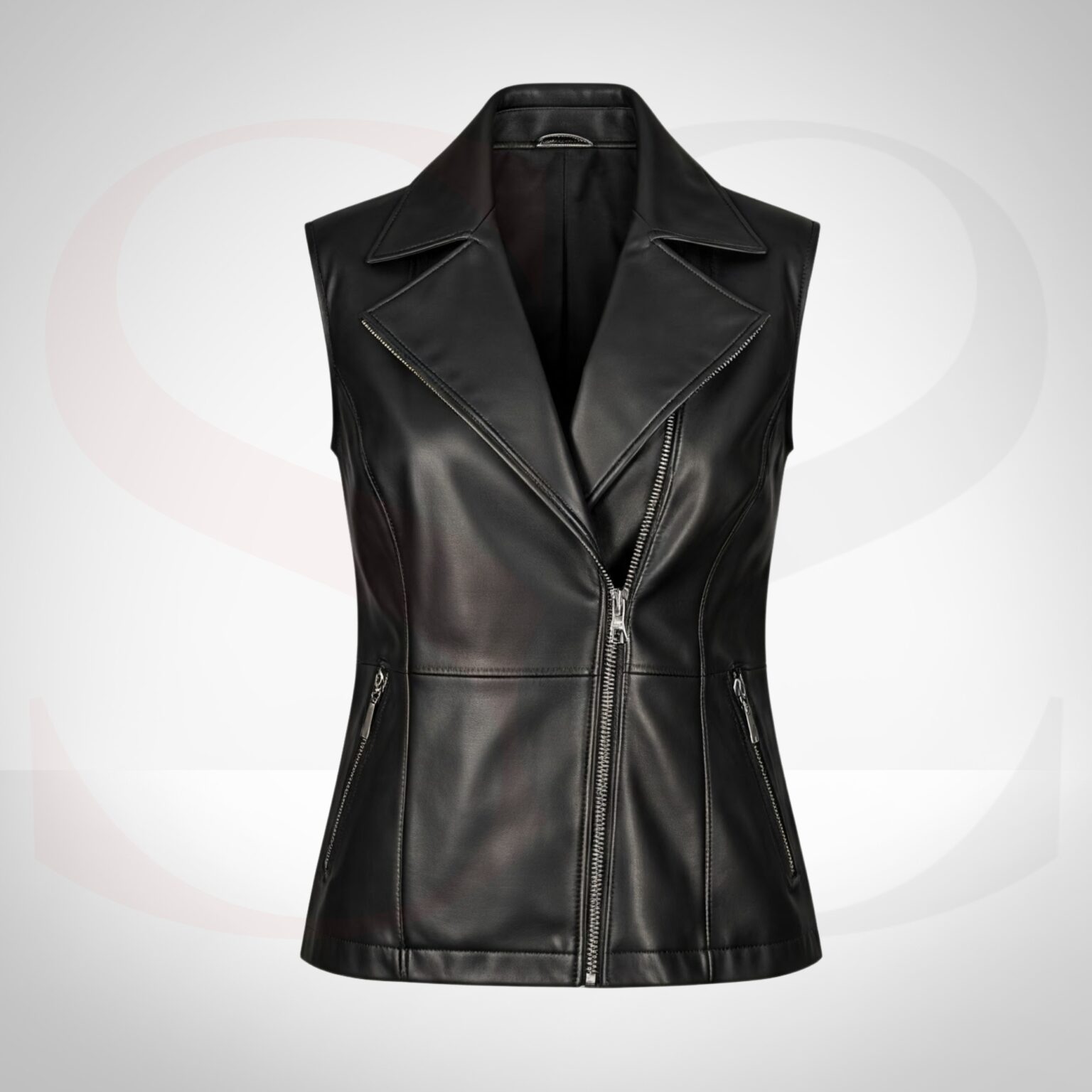 High-Fashion Design Black Leather Vest