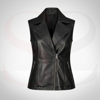 High-Fashion Design Black Leather Vest
