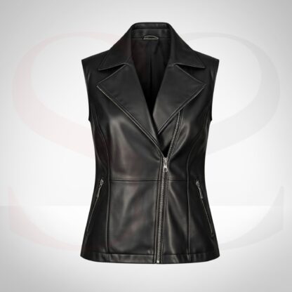 High-Fashion Design Black Leather Vest