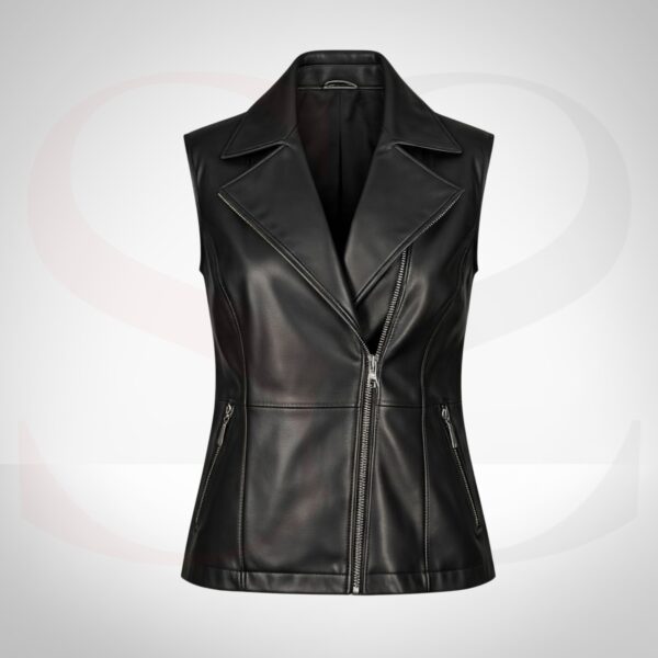 High-Fashion Design Black Leather Vest