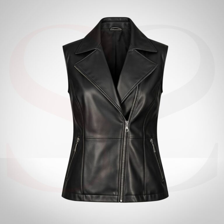 High-Fashion Design Black Leather Vest