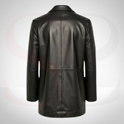 Double-Breasted Style Ladies Leather Long Coat