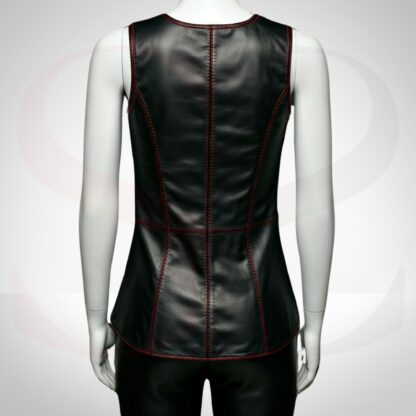 Classic black Tank Top Blouse Stitched With Red Thread