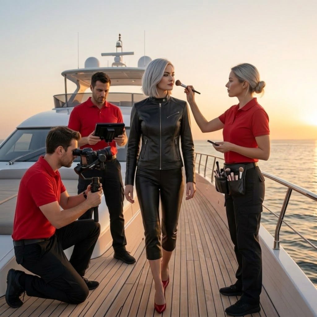 Perfecting the shot on a luxury yacht