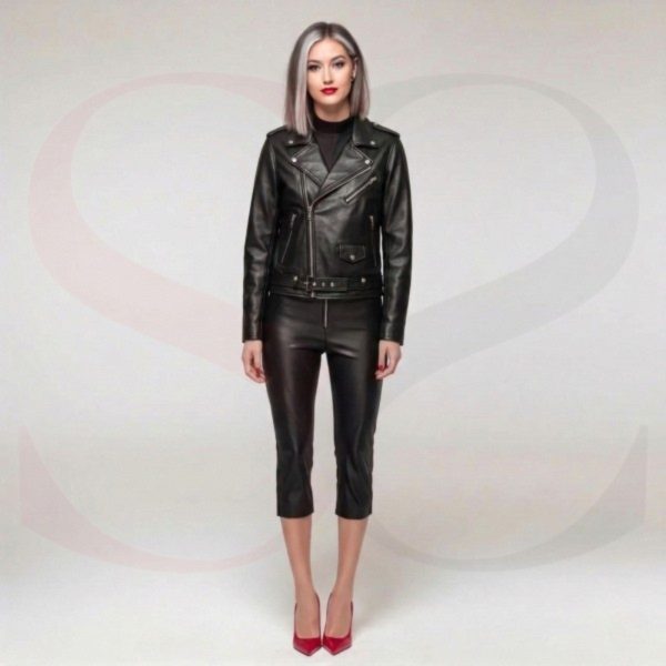 Modern Casual Look Winter Women Leather Jacket Modal Front View 2