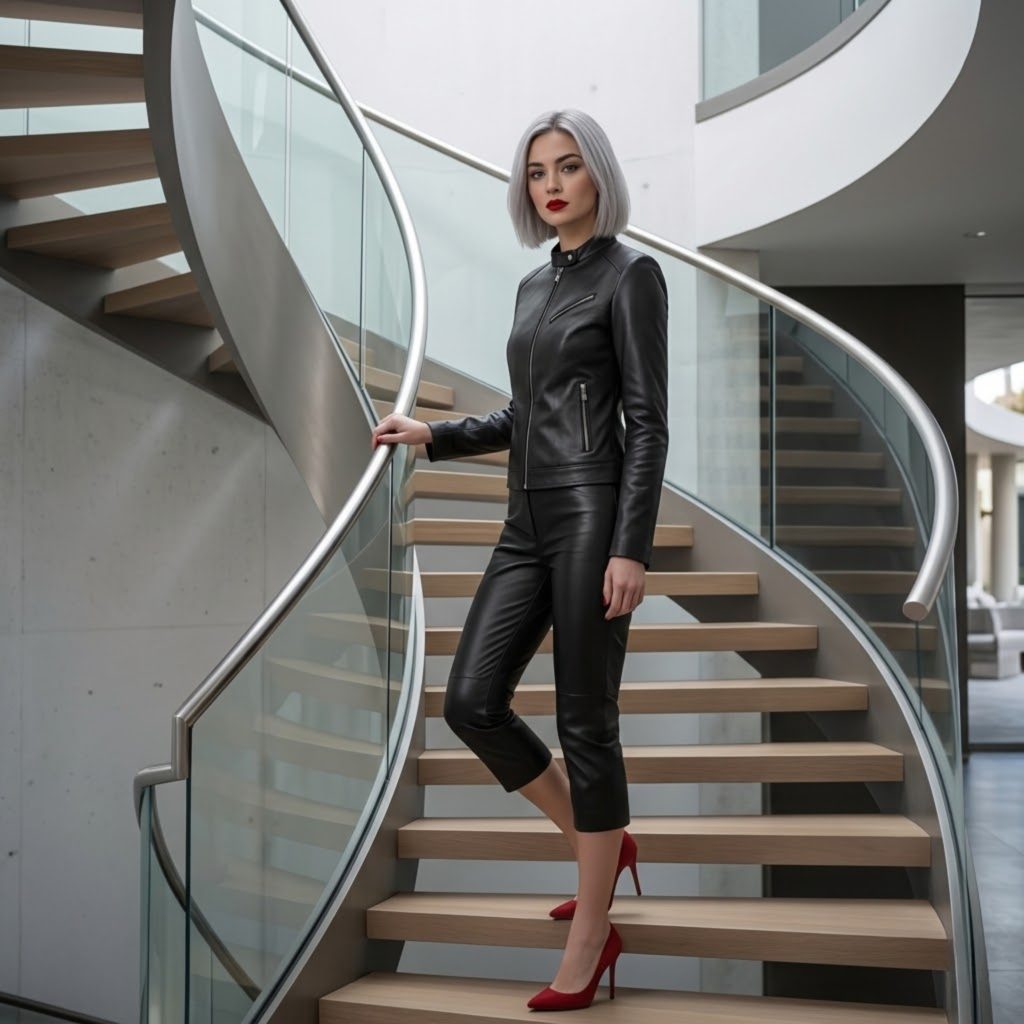 Matte Black Finish Winter Leather Jacket Women’s