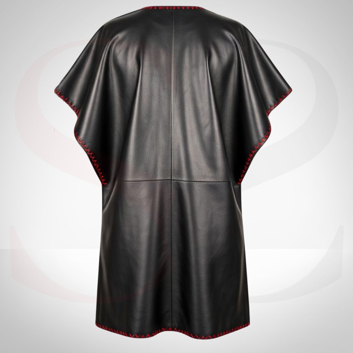 Effortlessly Stylish Black Kaftan With Red Stitch