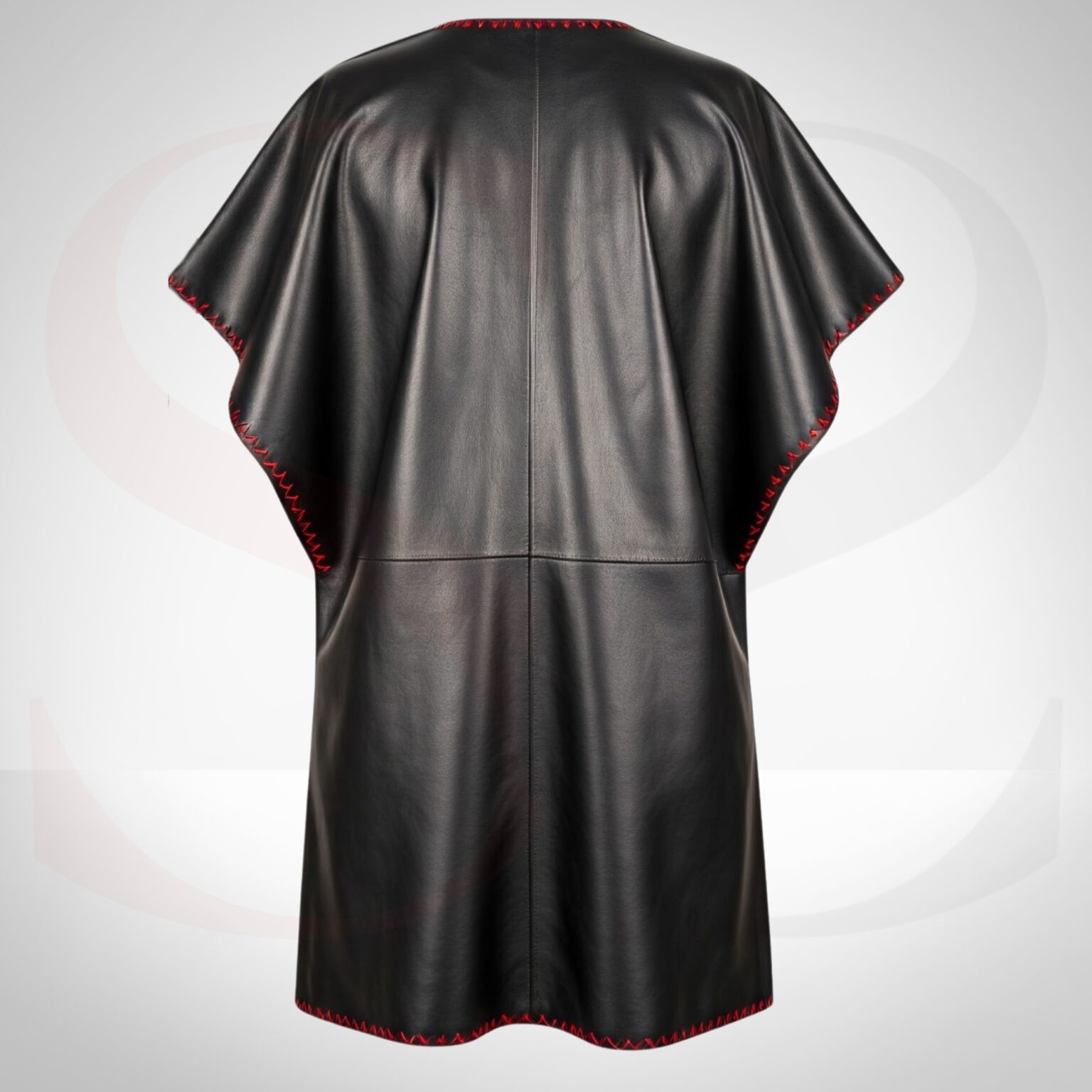 Effortlessly Stylish Black Kaftan With Red Stitch