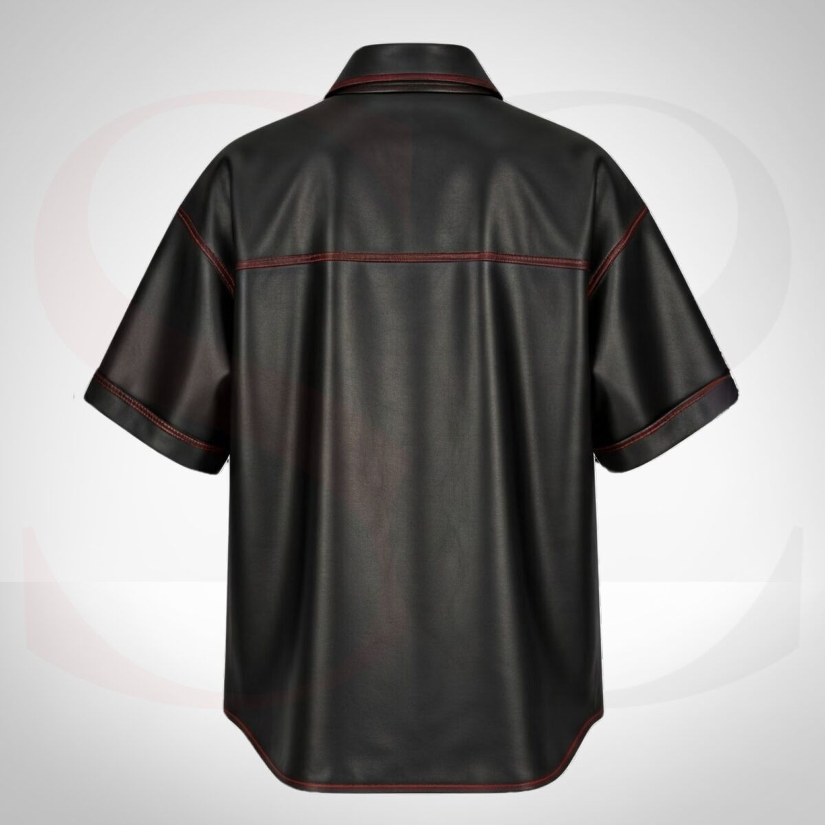 Elegant Finish Button Dress Shirt With Red Stitch