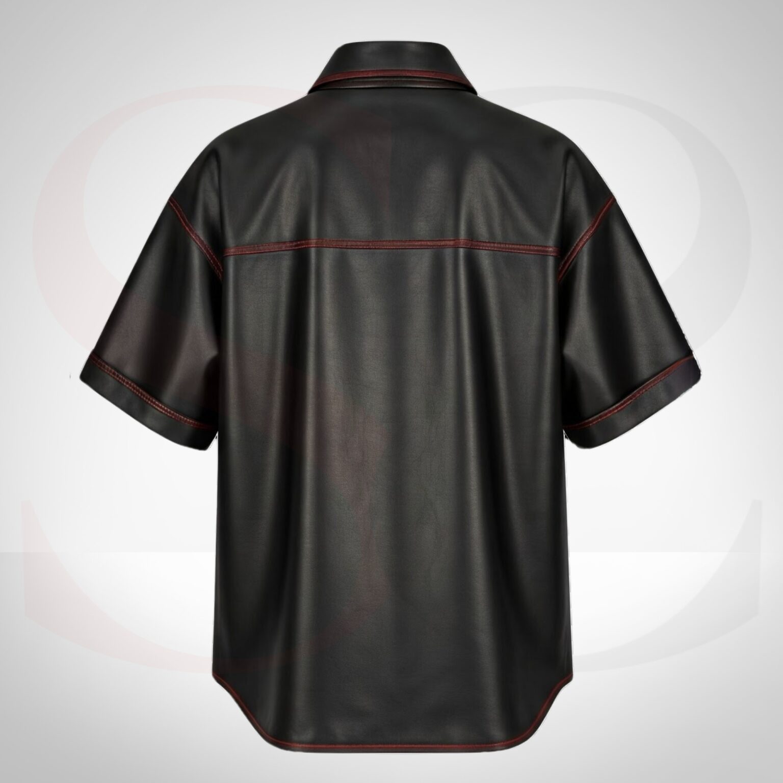 Elegant Finish Button Dress Shirt With Red Stitch