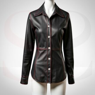 Sleek Slim Fit Button Up Dress Shirt With Red Stitch
