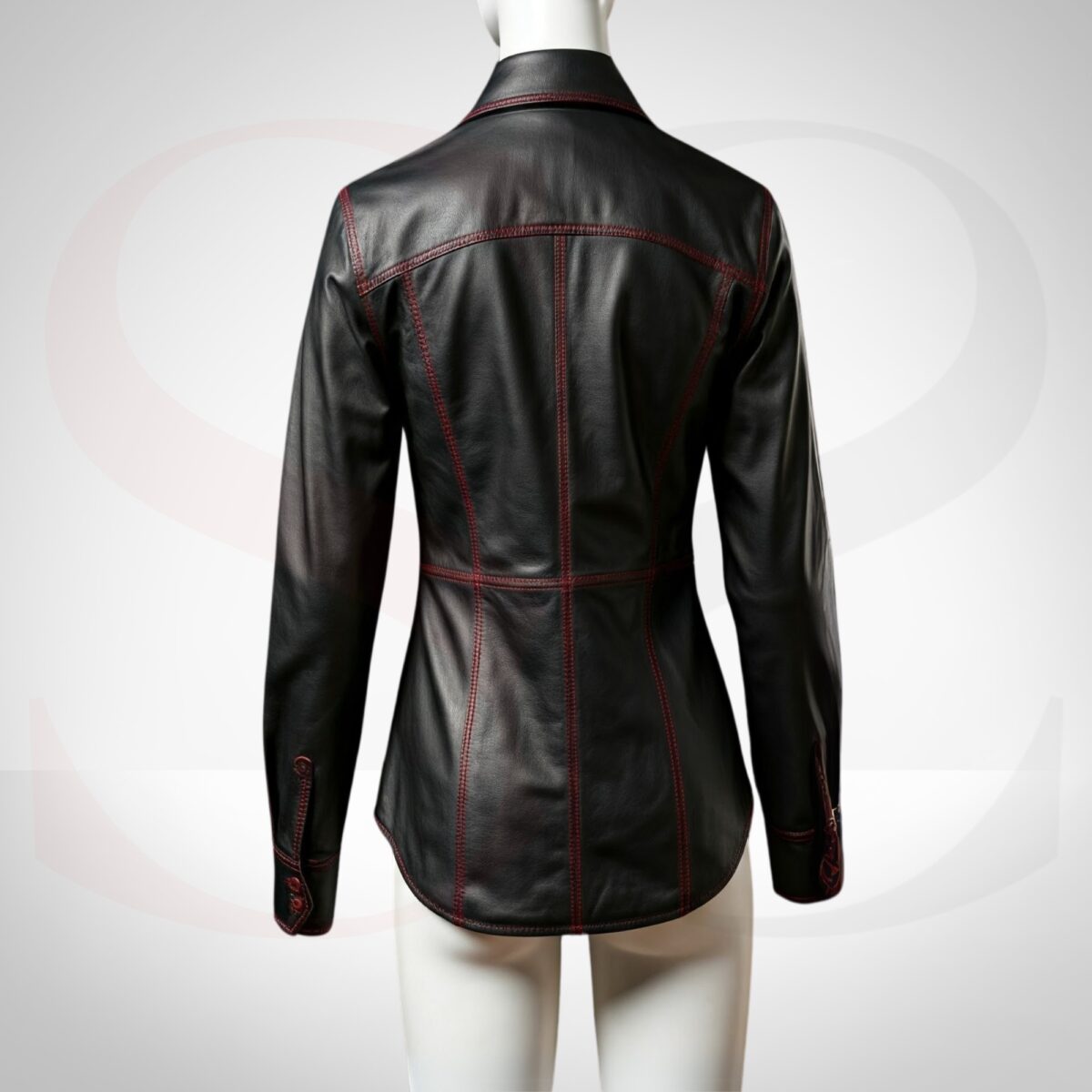 Sleek Slim Fit Button Up Dress Shirt With Red Stitch