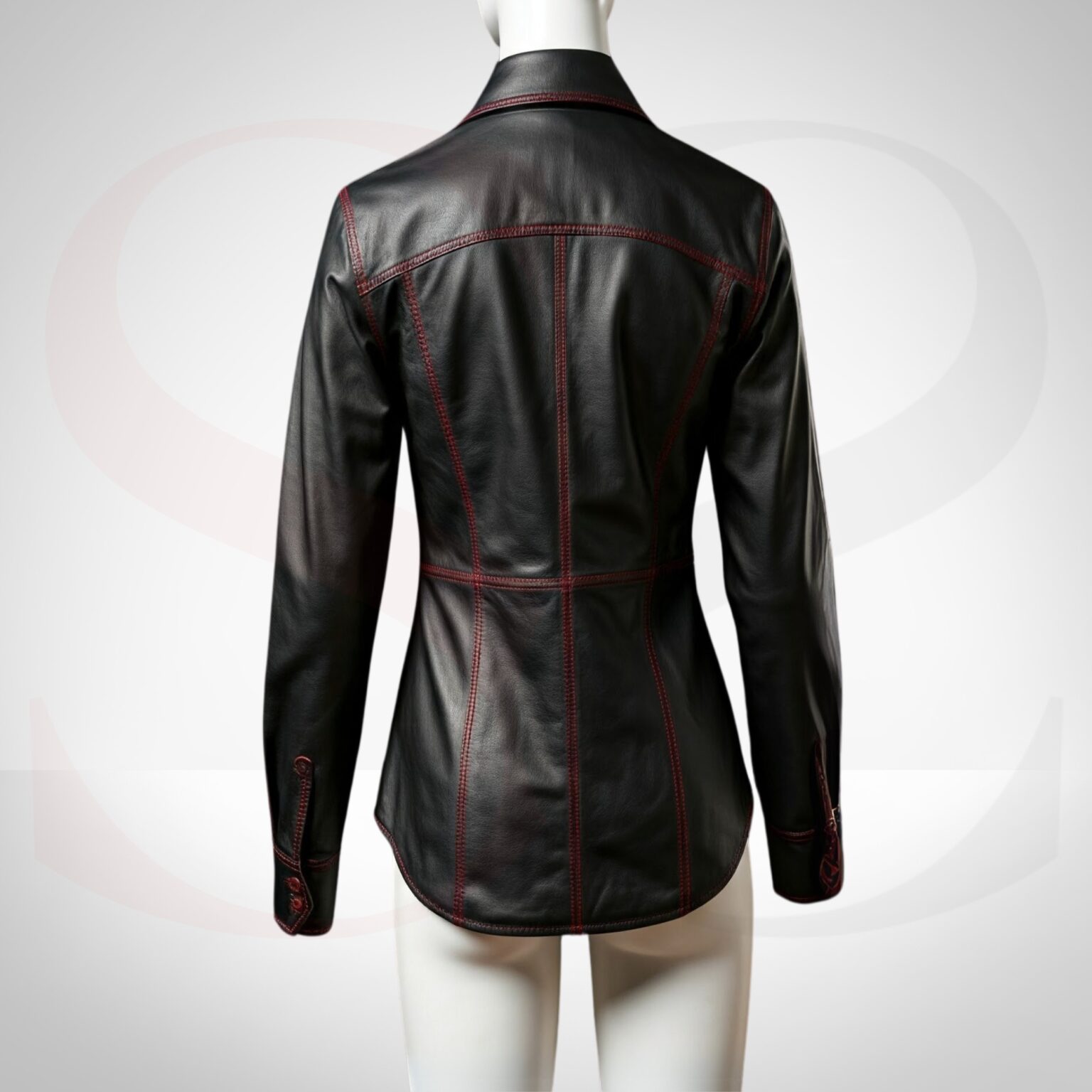 Sleek Slim Fit Button Up Dress Shirt With Red Stitch