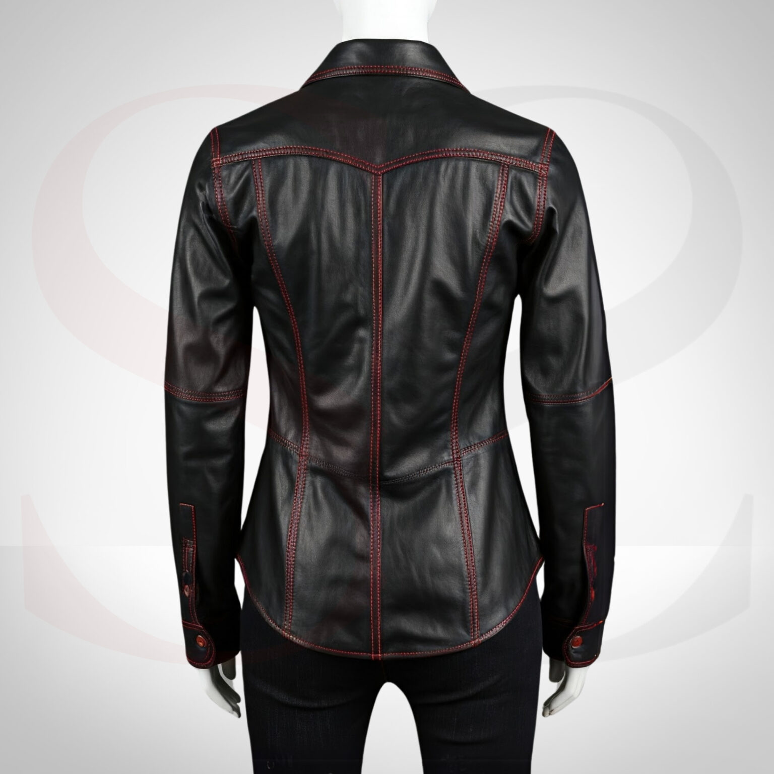 Bold Urban Style Button Up Dress Shirt With Red Stitch