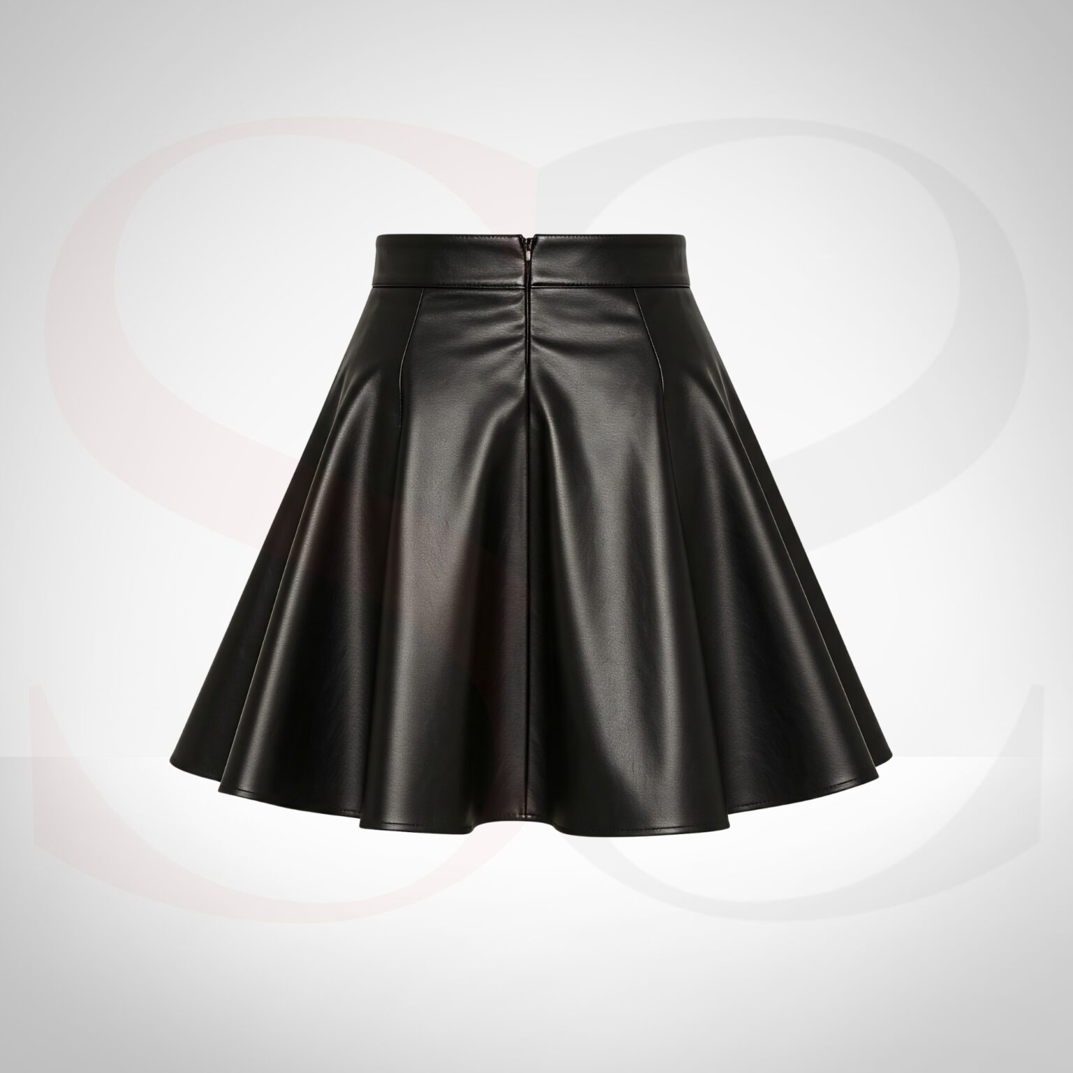 Black Leather Pleated Mini Skirt