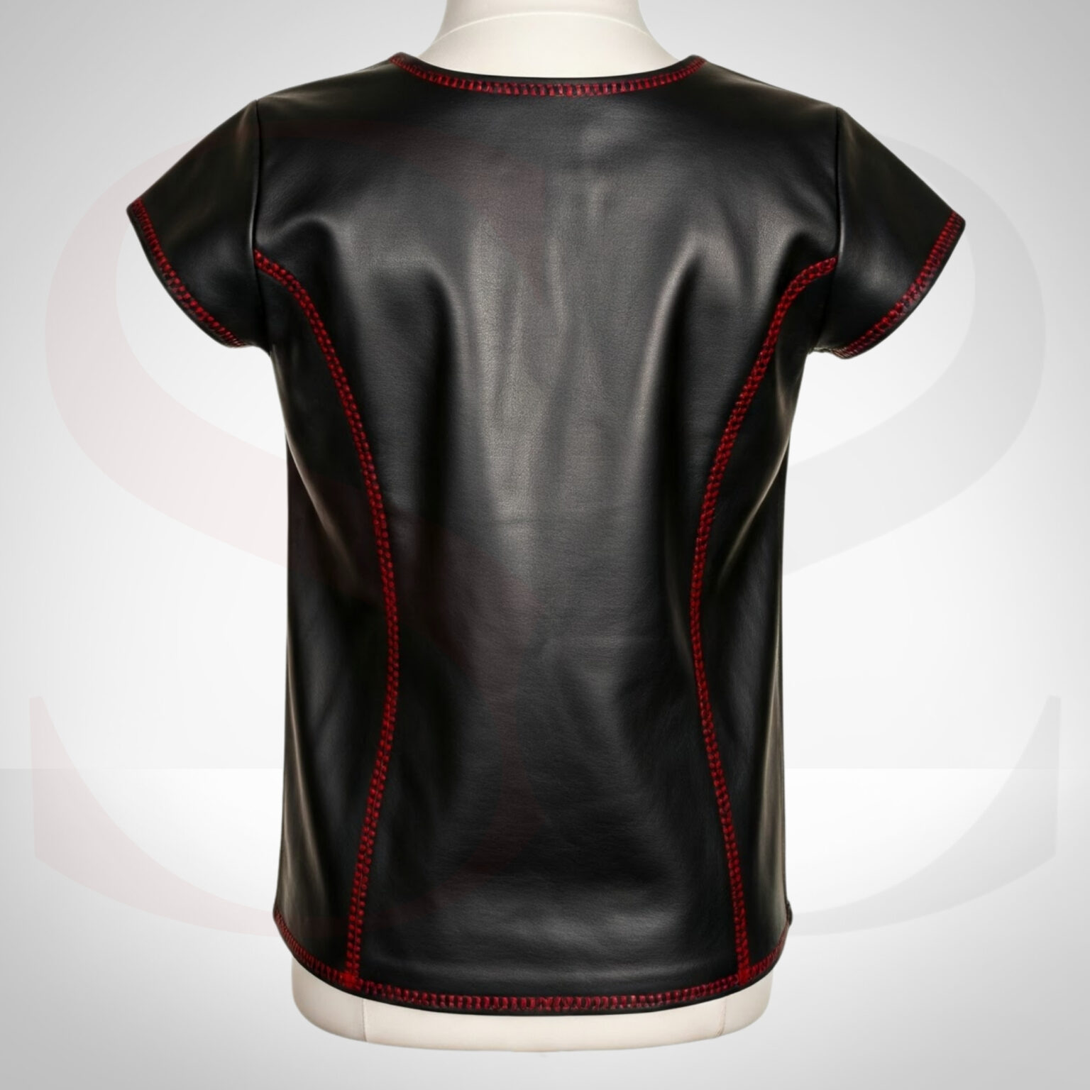Genuine Leather Round Neck Shirt