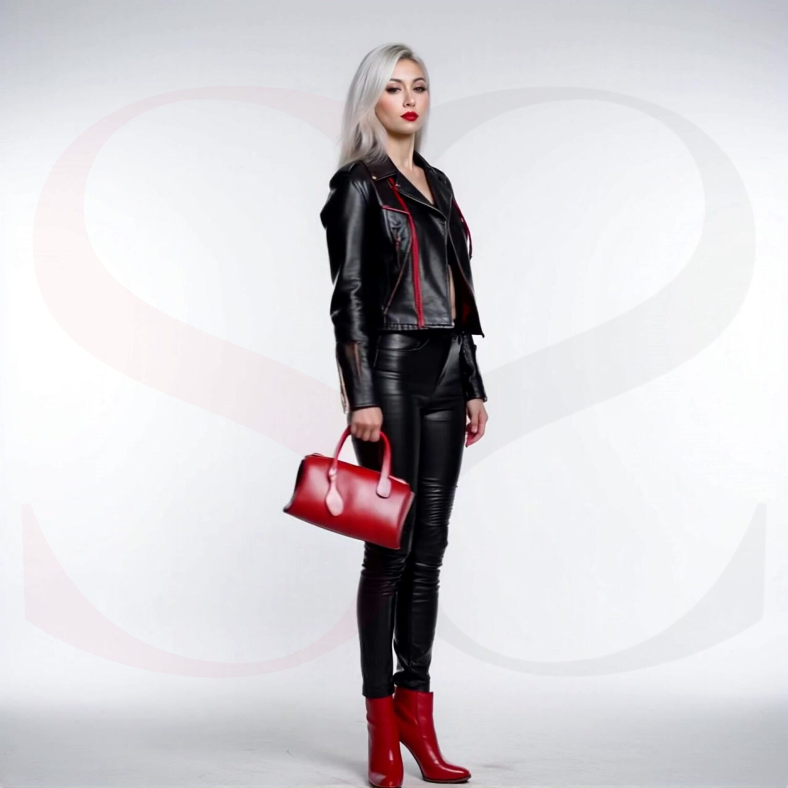 Leather Biker Jacket With Trousers