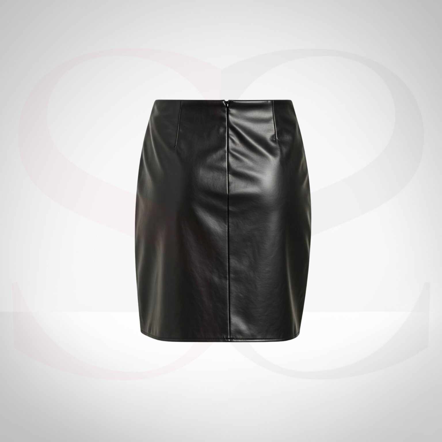 Matte Black Finish Leather Wrap Skirt
