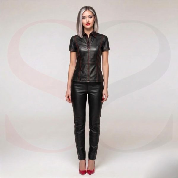 Night-Out Look Polo Style Shirt With Red Stitch