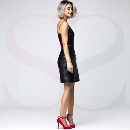 Real Leather Shift Dress With Cinched Waist