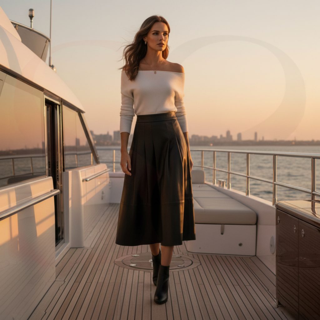 Real Person Leather Flare Skirt Header