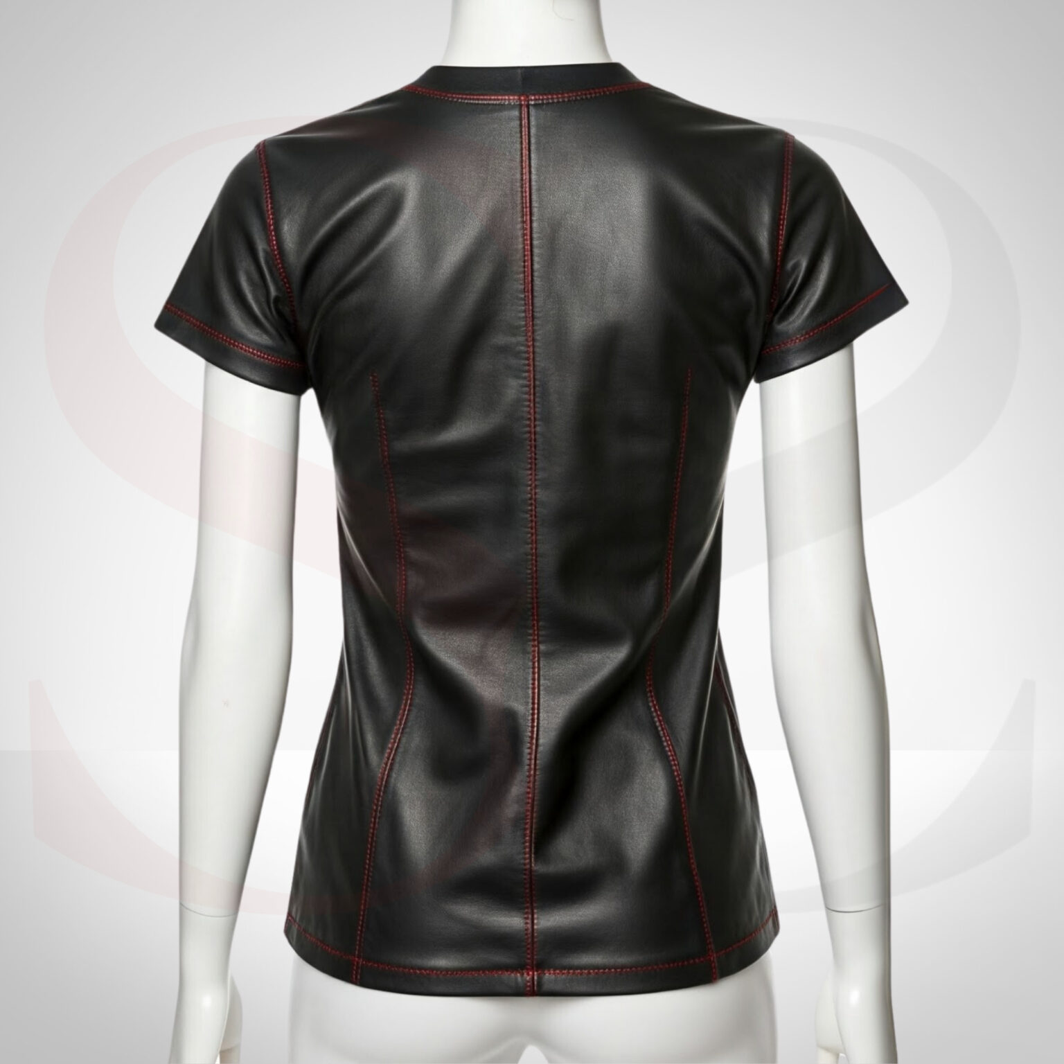 Sharp Style Round Neck T Shirt With Red Stitch