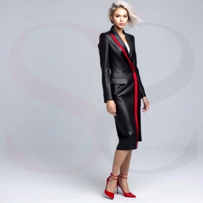 Black Leather Asymmetric Blazer Dress