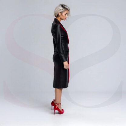Black Leather Asymmetric Blazer Dress