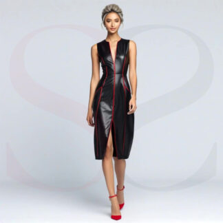 Black Leather Dress With Red Stitching