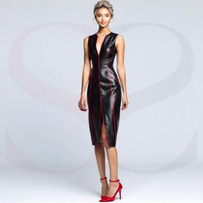 Black Leather Dress With Red Stitching