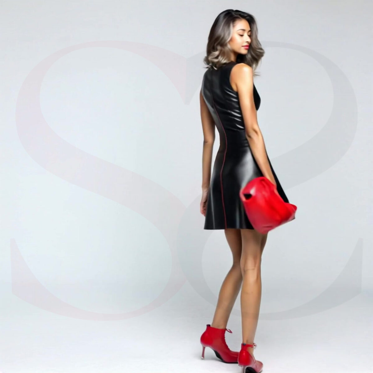 Black Leather Skater Dress
