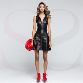 Black Leather Skater Dress