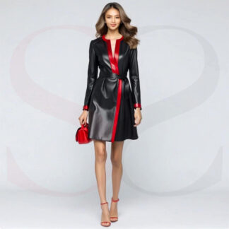 Chic Long Sleeve Black Leather Dress