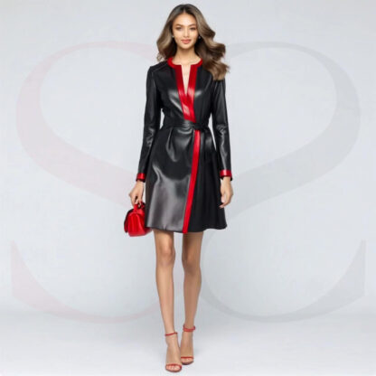Chic Long Sleeve Black Leather Dress