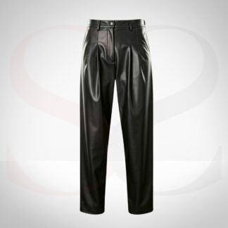 High-Grade Leather Pleated Pants