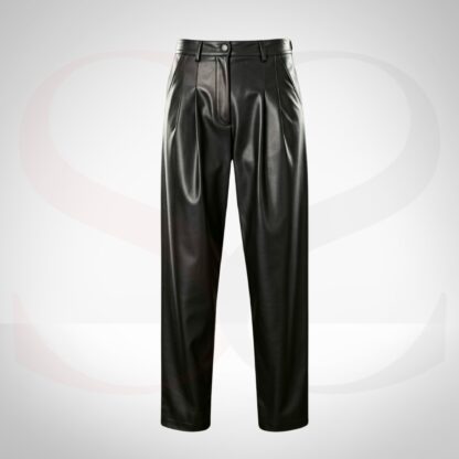 High-Grade Leather Pleated Pants