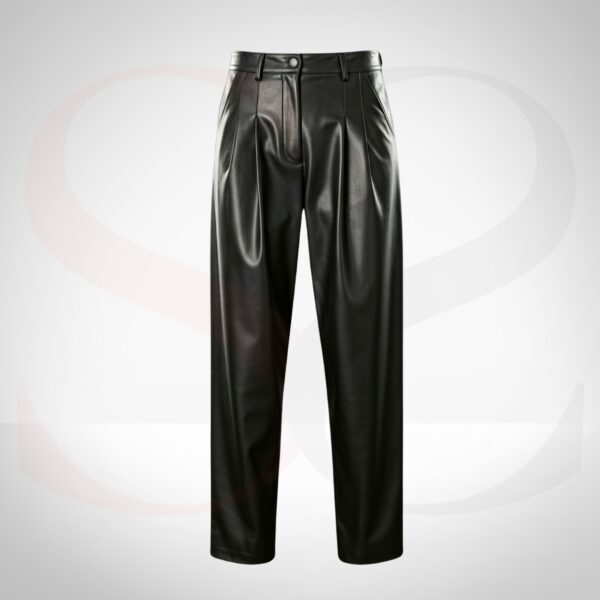 High-Grade Leather Pleated Pants