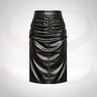 Leather Ruched Skirt Midi