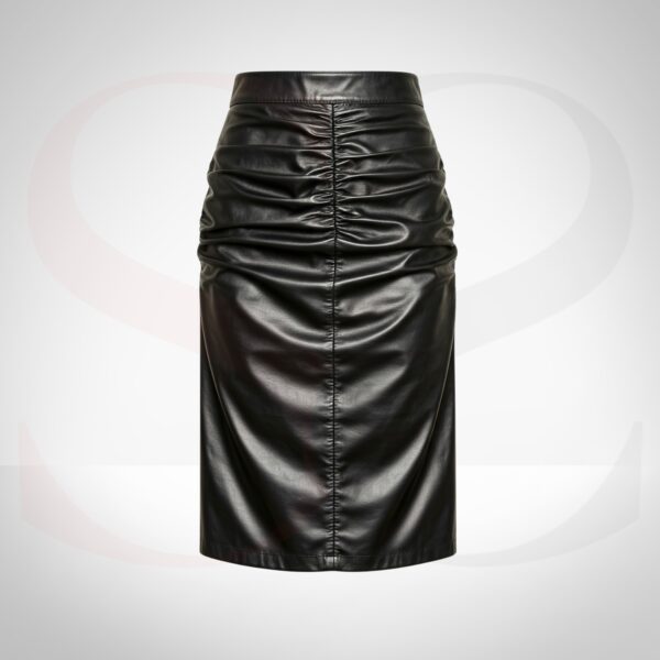 Leather Ruched Skirt Midi